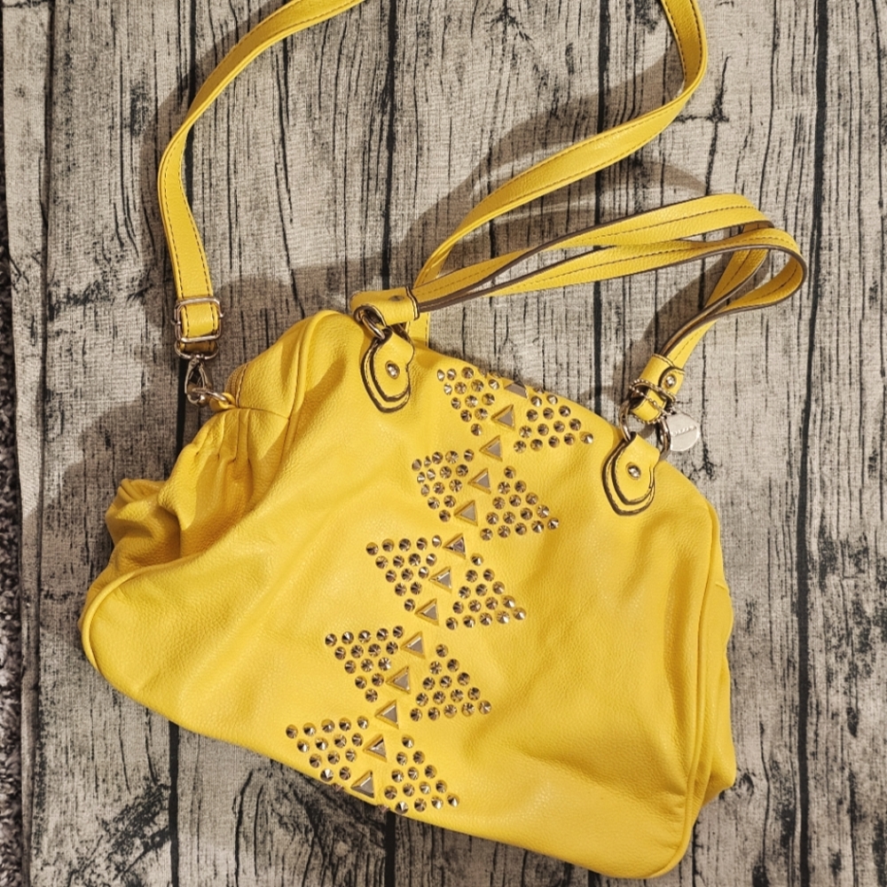 Yellow Studded Big Buddha Handbag